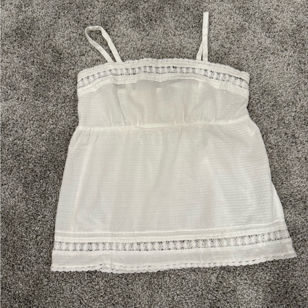 LOFT White Camisole with crochet trim